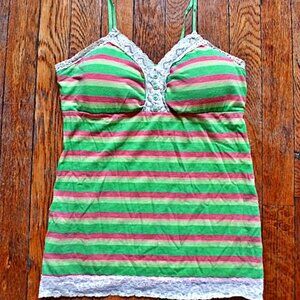 Cute Stripped Tank Top with Padded Bras